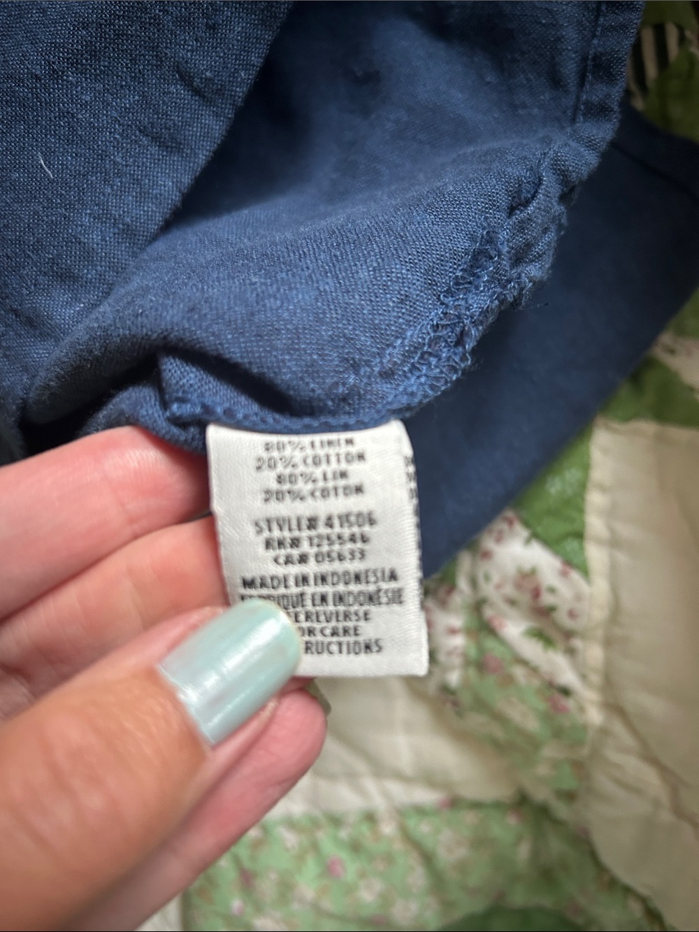 NWT Habitat  Sleeveless Button-Front Linen cotton Tank Navy small machine wash - Picture 6 of 7